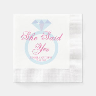 Serviette En Papier Elle A Dit Oui Diamond Anneau Mariage Monogram Nap