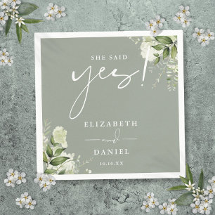 Serviette En Papier Elle A Dit Oui Green Sage Green Engagement Party