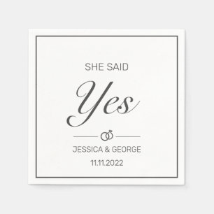 Serviette En Papier Elle A Dit Oui Minimaliste Moderne Blanc