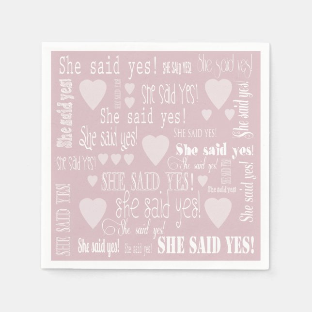 Serviette En Papier Elle A Dit Oui Pink Engagement Party (Devant)