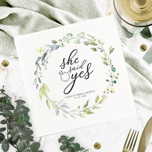 Serviette En Papier Elle a Dit Oui Verdure Eucalyptus Baby Shower