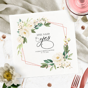 Serviette En Papier Elle a dit oui Verdure Géométrique Baby Shower
