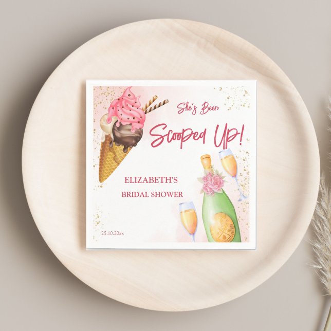 Serviette En Papier Elle a été prise en glace bridal brunch (She's been scooped up ice cream bridal brunch template napkins personalized bridal shower tableware)