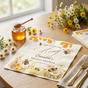Serviette En Papier Elle a trouvé sa douche de mariée abeille miel
