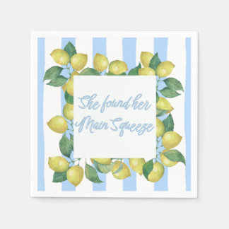 Serviette En Papier "Elle a trouvé sa taille principale" Bleu et citro