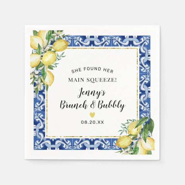 Serviette En Papier Elle a trouvé son brunch au citron pétillant Main  (Devant)