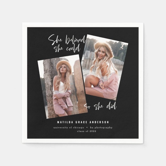 Serviette En Papier Elle croyait qu'elle pouvait faire son diplôme (Devant)