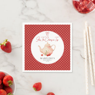 Serviette En Papier Elle est la cerise sur le papier Baby shower dessu