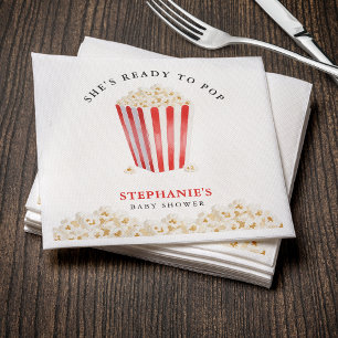 Serviette En Papier Elle est prête à faire du pop-corn Baby shower