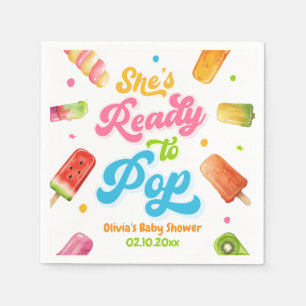 Serviette En Papier Elle est prête à faire éclater la Baby Shower Pops