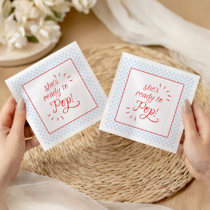 Serviette En Papier Elle est prête à faire pop Blue & Red à carreaux