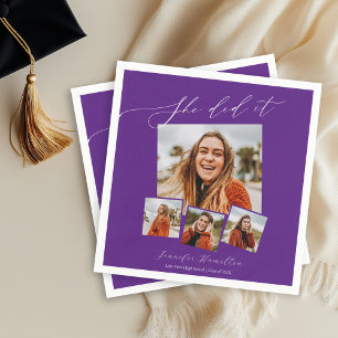 Serviette En Papier Elle l'a fait Minimaliste Photo Grad Fête