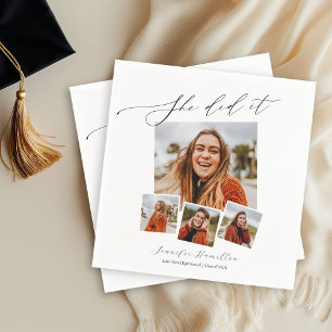 Serviette En Papier Elle L'A Fait Minimaliste Photo Grad Party