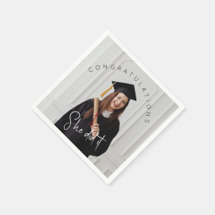 Serviette En Papier Elle l'a fait, photo, félicitations au diplômé