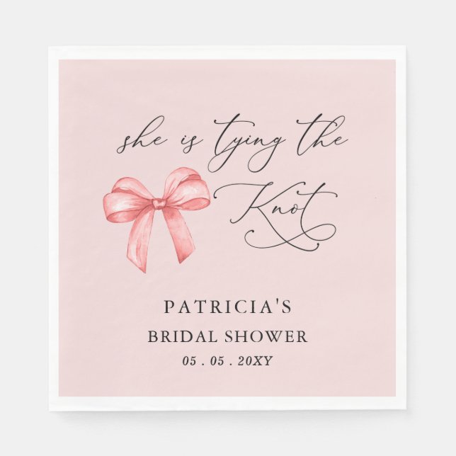 Serviette En Papier Elle noue la Fête des mariées arc rose noeud (Devant)