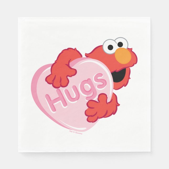 Serviette En Papier Elmo "Hugs" Valentine Heart Candy (Devant)