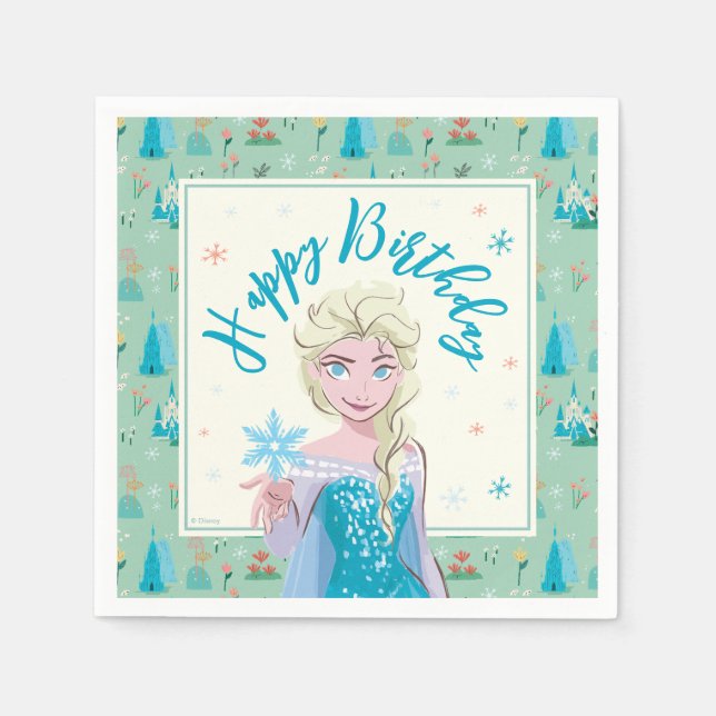 Serviette En Papier Elsa de Disney de Filles Florales Frozen Anniversa (Devant)