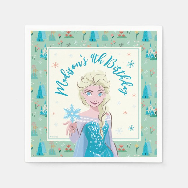 Serviette En Papier Elsa de Disney de Filles Florales Frozen Anniversa (Devant)
