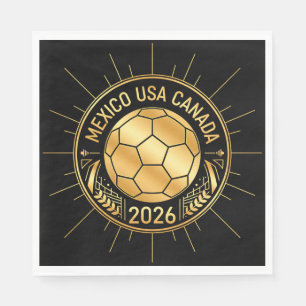 Serviette En Papier Emblème de football doré 2026 Mexique États-Unis