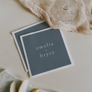 Serviette En Papier EMELIA Minimal Dusty Blue Winter Rustic Mariage