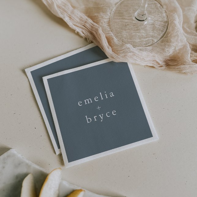 Serviette En Papier EMELIA Minimal Dusty Blue Winter Rustic Mariage (EMELIA Minimal Dusty Blue Winter Rustic Wedding Napkins)