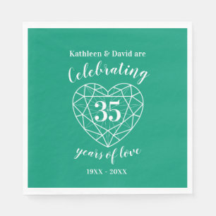 Serviette En Papier Emerald anniversaire 35 ans d'amour serviettes ver