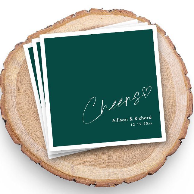 Serviette En Papier Emerald Elegance ! Mariage personnalisé (Cheers To Love Personalized Emerald Green Wedding Napkins )