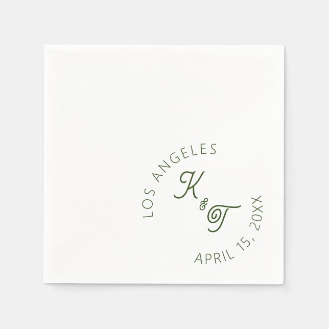 Serviette En Papier Emerald Green Cocktail Mariage Napkin (Devant)