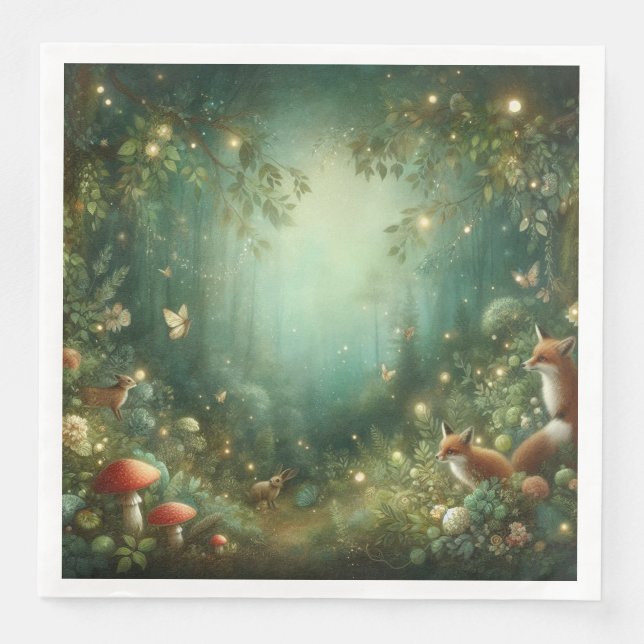Serviette En Papier Emerald Green Enchanted Forest (Devant)