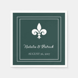 Serviette En Papier Emerald Green Fleur de Lis Papier Mariage