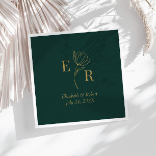 Serviette En Papier Emerald Green Floral Mariage