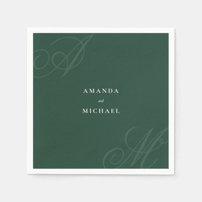 Serviette En Papier Emerald Modern Edge Élégant Mariage Monogramme (Devant)