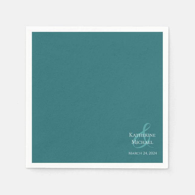 Serviette En Papier Émeraude moderne Vert-Mariage (Devant)