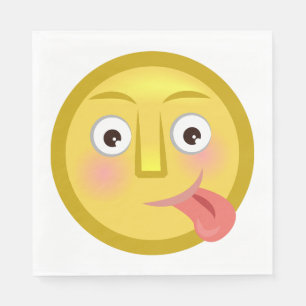 Serviette En Papier Émoji Langue Sortie Visage Rigolo Drôle