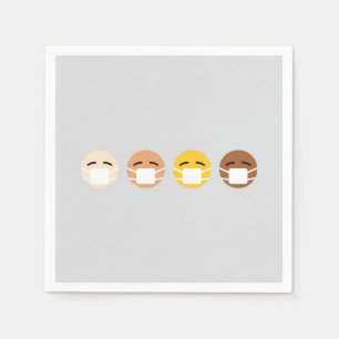 Serviette En Papier Emoji Masqué Visages Masque Haut COVID