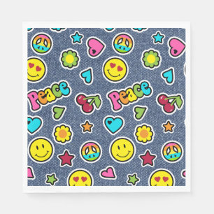 Serviette En Papier Emoji Smile Denim Girls Anniversaire Party Napkins