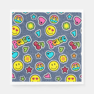 Serviette En Papier Emoji Smile Denim Girls Anniversaire Party Napkins