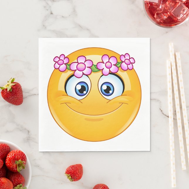 Serviette En Papier Emoticon Portant Une Serviette Fleurie (Créateur téléchargé)