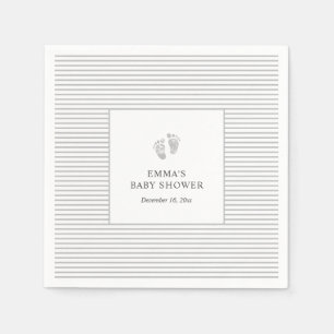 Serviette En Papier Empreinte Bébé Gris Gris Gris Grille Napkin BABY