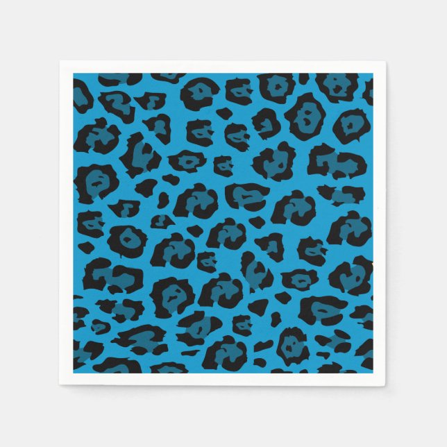 Serviette En Papier Empreinte de léopard bleu et noir (Devant)
