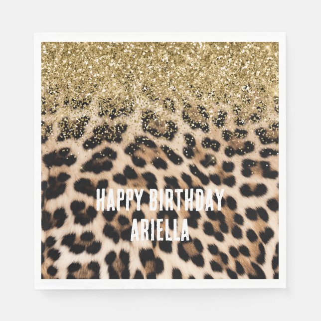 Serviette En Papier Empreinte de léopard de crème glam Gold Parties sc (Devant)