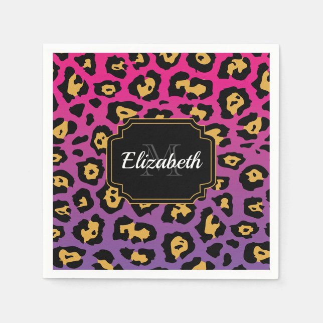 Serviette En Papier Empreinte de léopard pourpre (Devant)