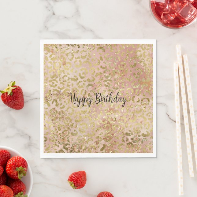 Serviette En Papier Empreinte de léopard rose Gold (En situation)