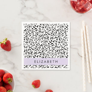 Serviette En Papier Empreinte de léopard, Spots, Noir Et Blanc, Votre