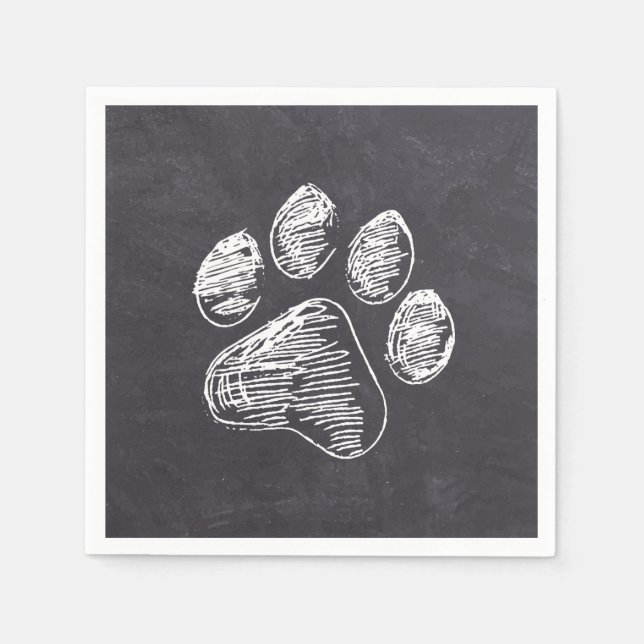 Serviette En Papier Empreinte de patte Chalkboard - Pawty Chiot - Anni (Devant)