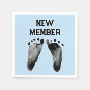 Serviette En Papier Empreintes de bébé garçon sur fond bleu