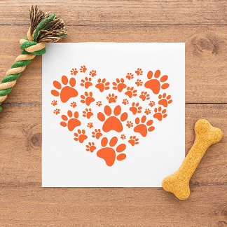 Serviette En Papier Empreintes de pattes en forme de coeur