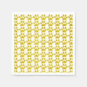 Serviette En Papier Empreintes de pattes Gold Parties scintillant Blan