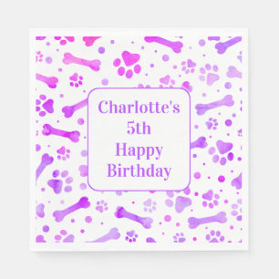 Serviette En Papier Empreintes de pattes rose violet Personnalisé fête