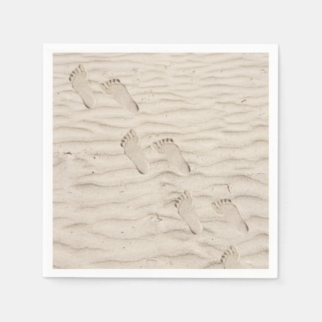 Serviette En Papier Empreintes De Sable De Plage (Devant)